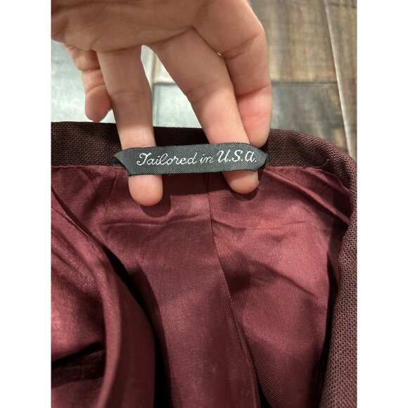 Vintage Arnie Mens Burgundy Blazer 40R Wool Blend Two Button Gold Accents - Picture 8 of 11